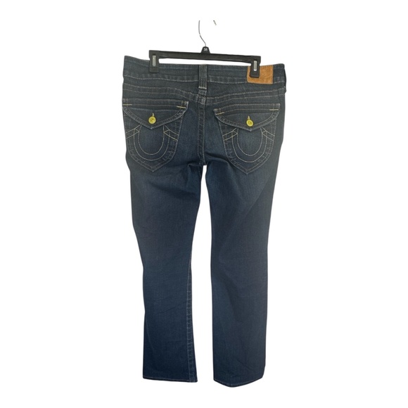 True Religion Jeans Womens Size 31 Blue Dark Wash Straight Leg Low Rise - Picture 9 of 10